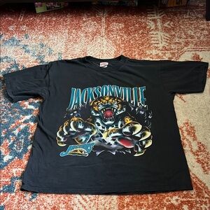 Vintage 1993 Black Jacksonville Jaguars Graphic T-shirt - Old Logo